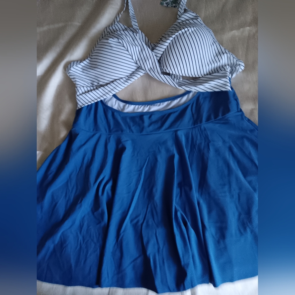 B2Prity Blue & White Swimdress 5XL NWT